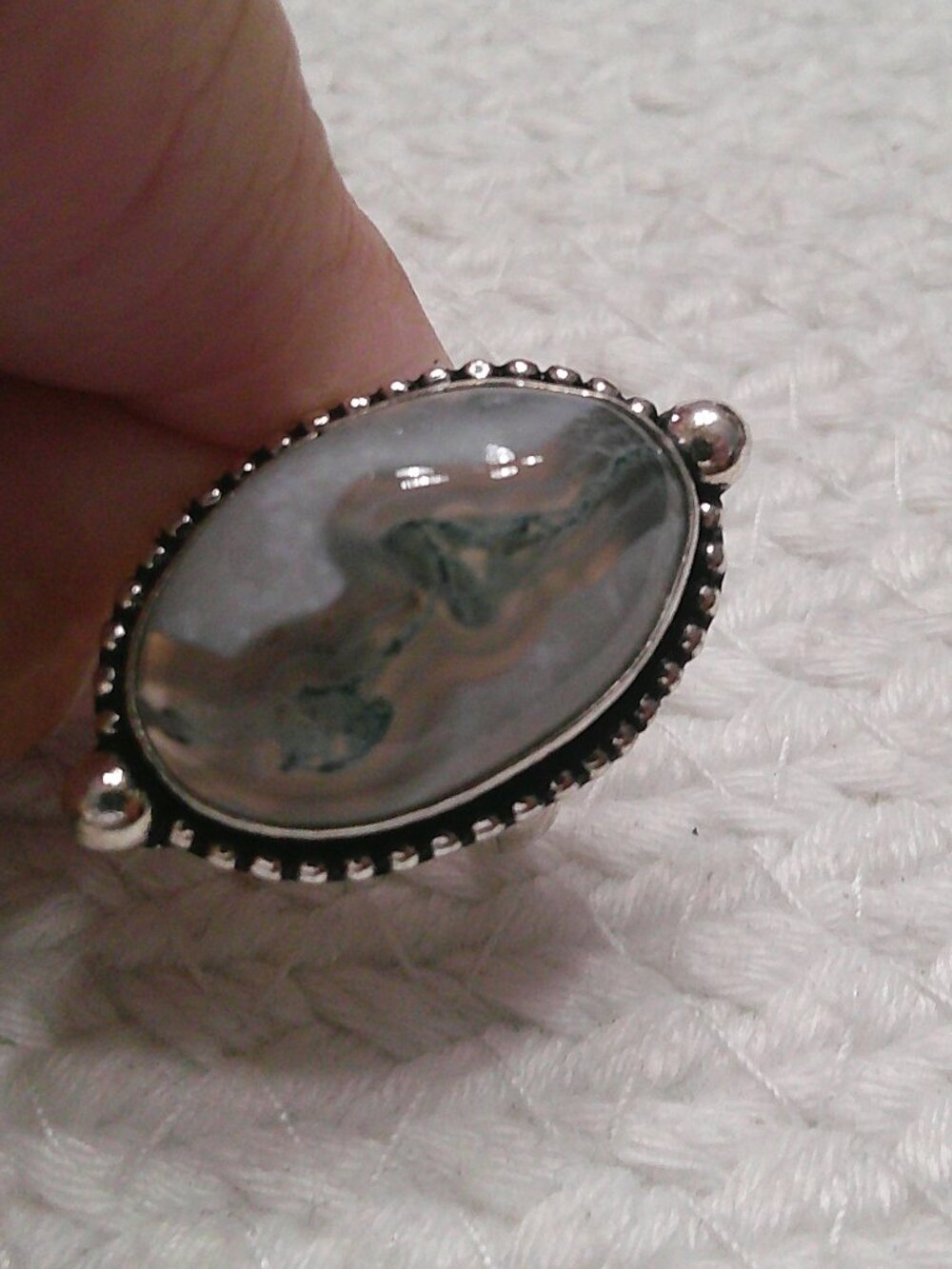 Gorgeous MOSS AGATE Handmade Sterling 925 Ring Size 8 #45F